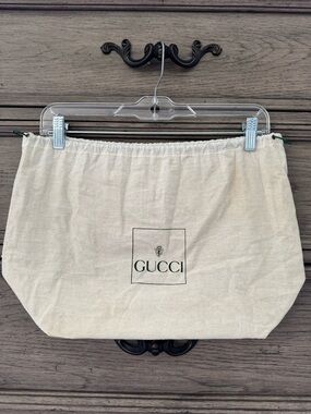 Gucci Drawstring Dust Bag in Natural Cotton with Green Logo